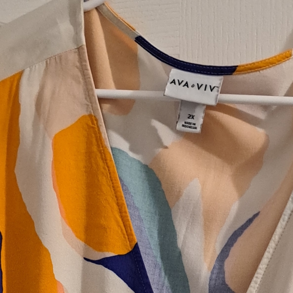 Ava & Viv Colorful Abstract Midi/Maxi Dress 2X - Picture 3 of 7